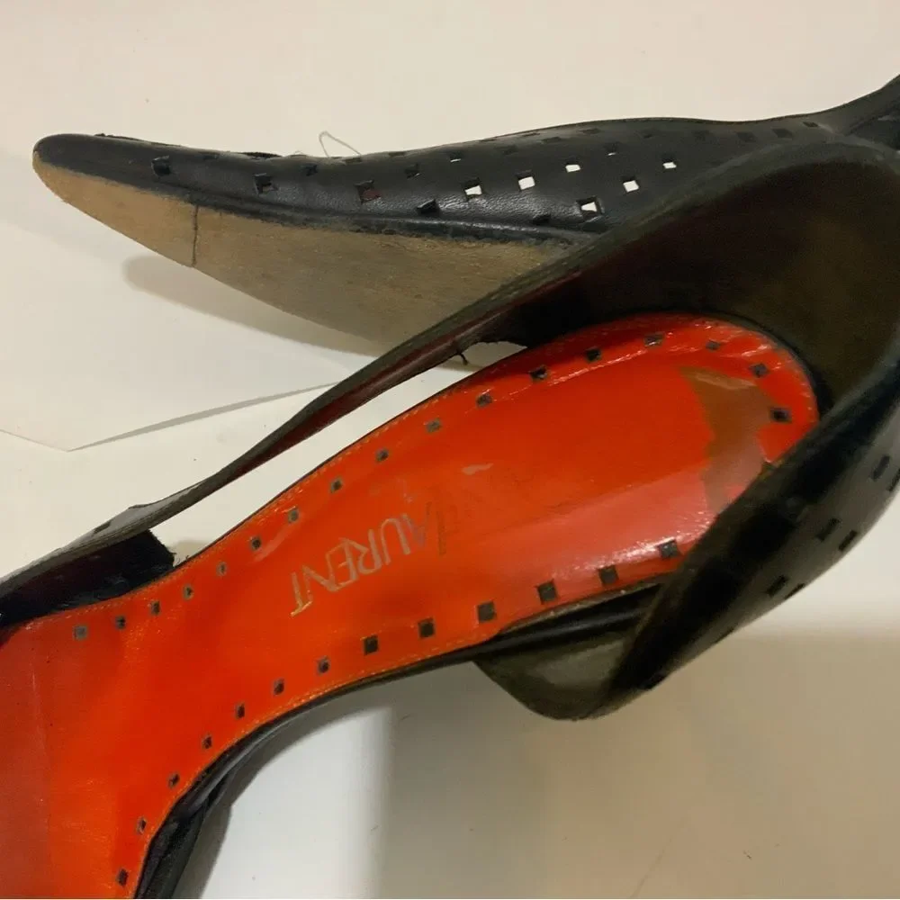 Saint Laurent black Perforated Leather D'orsay Pumps Size 39 - Picture 12 of 15